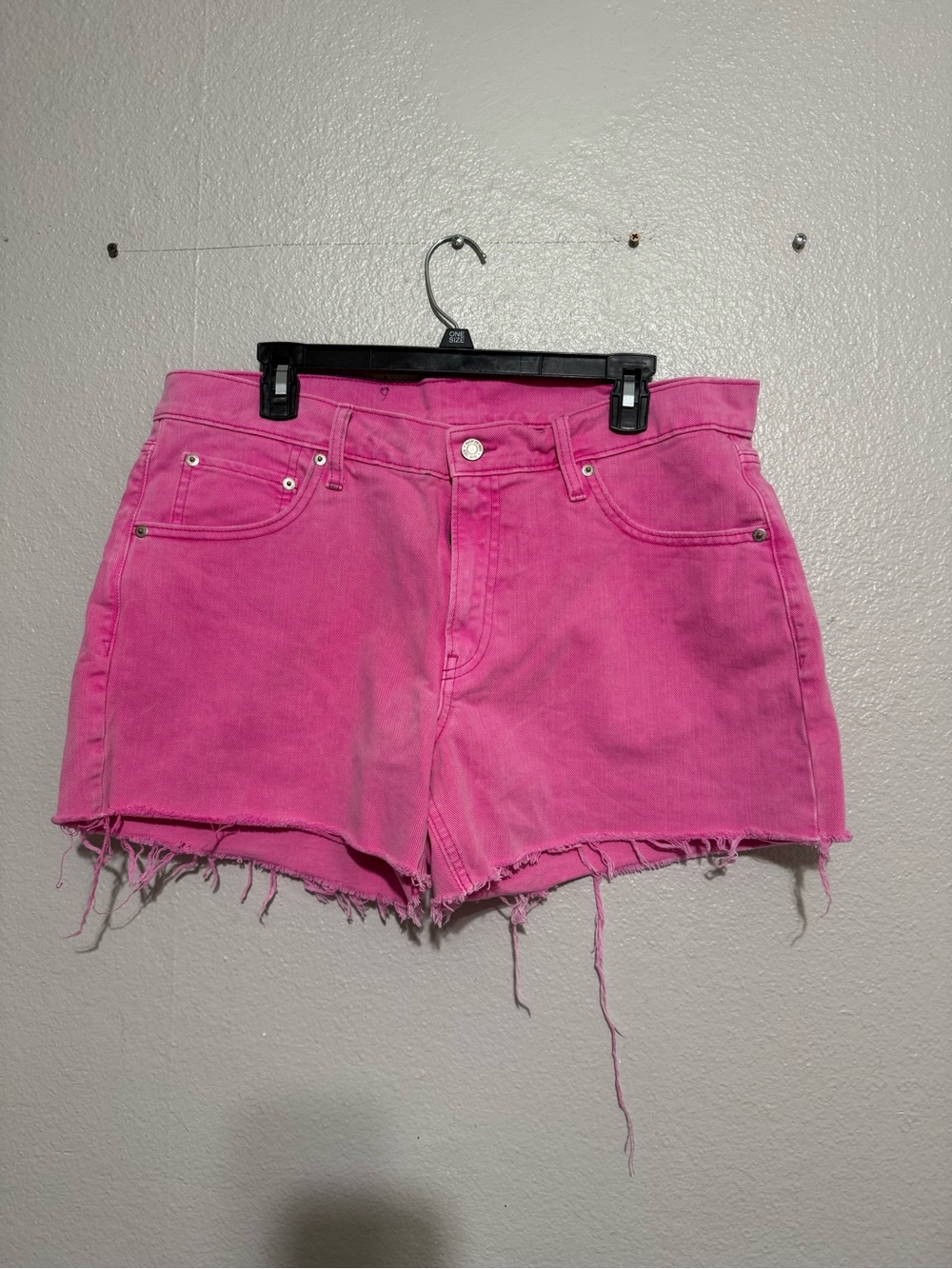 GAP Hot PinkLow Stride Denim Cutoff Raw Hem Shorts
